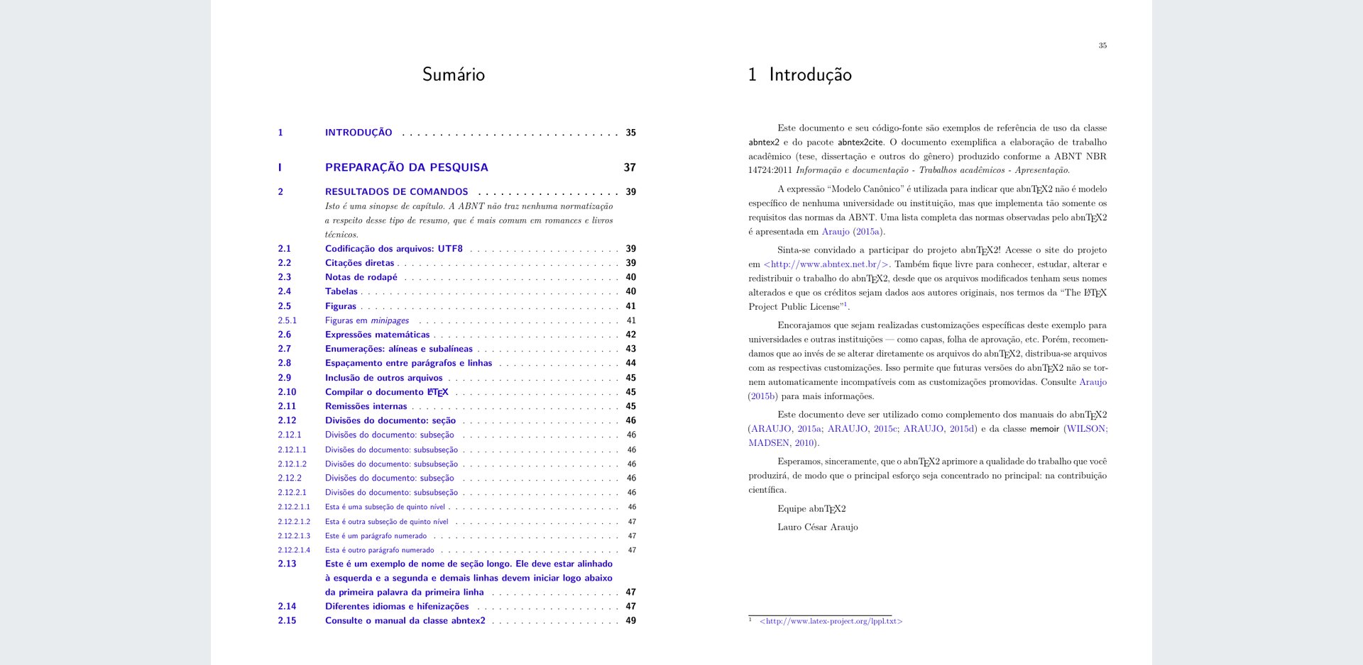 Sumário e página 1 Introdução do modelo canônico do abnTeX2 compilado, com a numeração dos capítulos