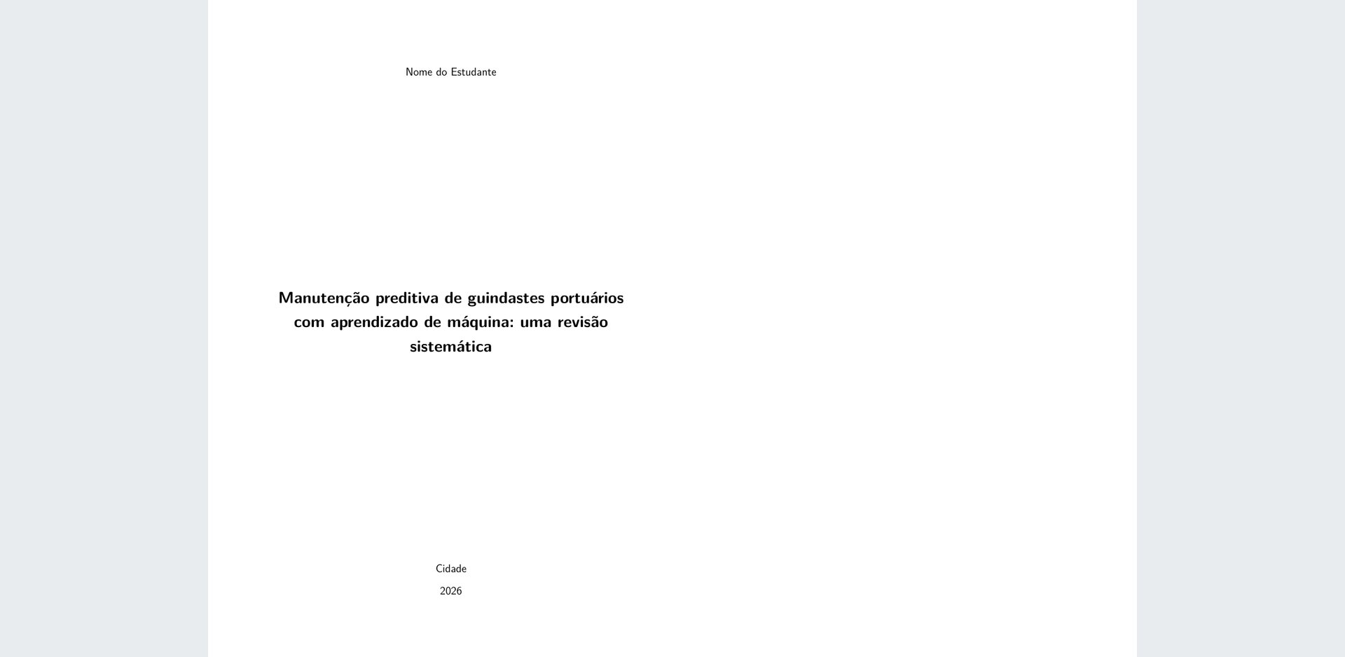 Capa e folha de rosto da dissertação de demonstração gerada pelo novo_trabalho.py, com dados fictícios: Nome do Estudante, Universidade Exemplo